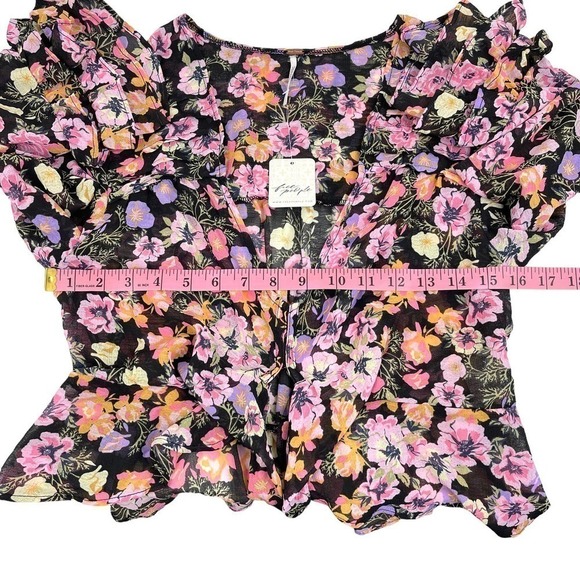 Free People Cottage Fairycore Maybel Floral Crop Blouse Femme Size XS-Small* - Picture 6 of 13
